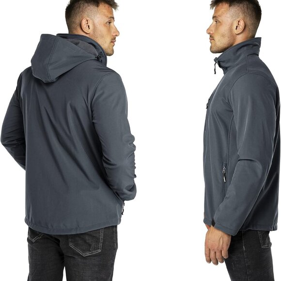 Comfortable Men's Softshell Jacket - Fleece-Lined, Adjustable Hood, Multi-Pocket - Picture 2 of 5